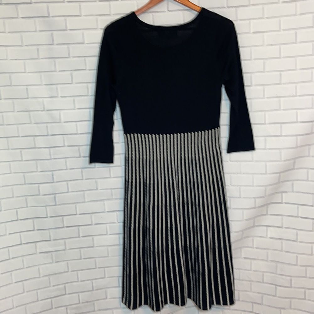Black Label By‎ Evan Picone Black Stiped Skirt Knit Dress Sz M - Picture 5 of 6